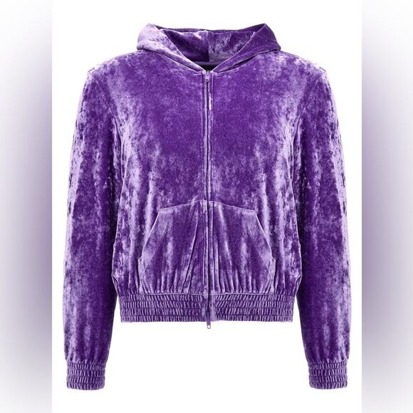 Balenciaga Zipped Velvet Hoodie Purple Sequin Velvet Hoodie XL AUTHENTIC - Picture 2 of 13